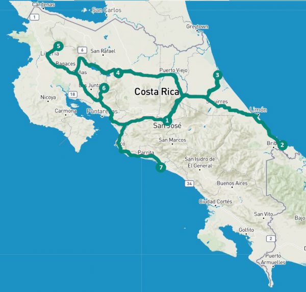 Kaart Costa Rica