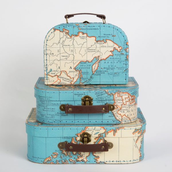 Koffertjes wereldkaart