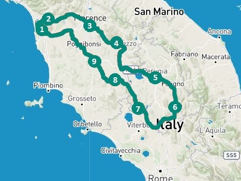 Kaart Toscane & Umbrië